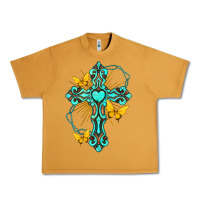 Peanut Butter cross with heart shaped gemstone and butterfly Urban Heavy Tee - texasbilliewilder