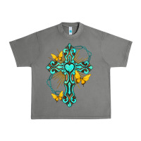 Tornado cross with heart shaped gemstone and butterfly Urban Heavy Tee - texasbilliewilder
