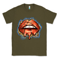 Army Green basketball lips Classic Tee - Zillion Design Studio