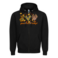Black Peace Love Thankful Zipper Hoodie - CowhideDigitalArt
