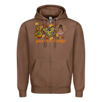 Chestnut Peace Love Thankful Zipper Hoodie - CowhideDigitalArt