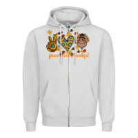 Dove Grey Peace Love Thankful Zipper Hoodie - CowhideDigitalArt