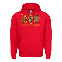 Red Peace Love Thankful Zipper Hoodie - CowhideDigitalArt