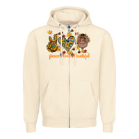 Sandshell Peace Love Thankful Zipper Hoodie - CowhideDigitalArt
