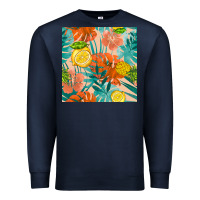 Navy pineapple and lemon seamless pattern Premium Sweatshirt - BundleAndBundleShop