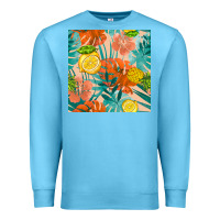 Ocean Blue pineapple and lemon seamless pattern Premium Sweatshirt - BundleAndBundleShop