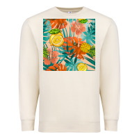 Sandshell pineapple and lemon seamless pattern Premium Sweatshirt - BundleAndBundleShop