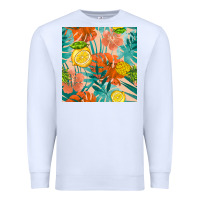 White pineapple and lemon seamless pattern Premium Sweatshirt - BundleAndBundleShop