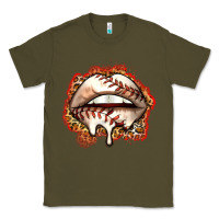 Army Green baseball lips Classic Tee - Zillion Design Studio