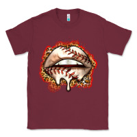 Burgundy baseball lips Classic Tee - Zillion Design Studio