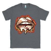 Charcoal Heather baseball lips Classic Tee - Zillion Design Studio