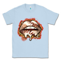 Dusty Blue baseball lips Classic Tee - Zillion Design Studio