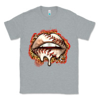 Heather Grey baseball lips Classic Tee - Zillion Design Studio