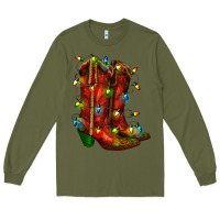 Army Green christmas western boots with lights Long Sleeve Tee - RanaPortraitStore