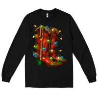 Black christmas western boots with lights Long Sleeve Tee - RanaPortraitStore