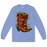 Colony Blue christmas western boots with lights Long Sleeve Tee - RanaPortraitStore