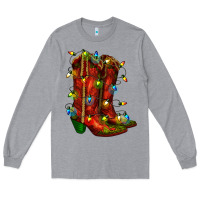 Heather Grey christmas western boots with lights Long Sleeve Tee - RanaPortraitStore