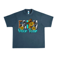 Midnight Navy faith over fear Urban Heavy Tee - texasbilliewilder