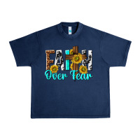 Navy faith over fear Urban Heavy Tee - texasbilliewilder
