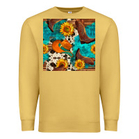 Antique Gold cowboy boots and hat seamless pattern Premium Sweatshirt - BundleAndBundleShop