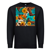 Black cowboy boots and hat seamless pattern Premium Sweatshirt - BundleAndBundleShop