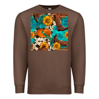 Chestnut cowboy boots and hat seamless pattern Premium Sweatshirt - BundleAndBundleShop