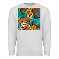 Dove Grey cowboy boots and hat seamless pattern Premium Sweatshirt - BundleAndBundleShop