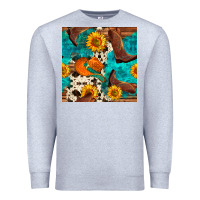 Heather Grey cowboy boots and hat seamless pattern Premium Sweatshirt - BundleAndBundleShop