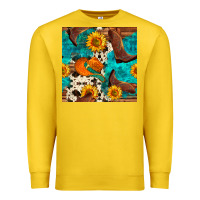 Lemon cowboy boots and hat seamless pattern Premium Sweatshirt - BundleAndBundleShop