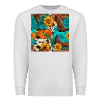 Oatmeal Heather cowboy boots and hat seamless pattern Premium Sweatshirt - BundleAndBundleShop