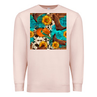 Pale Pink cowboy boots and hat seamless pattern Premium Sweatshirt - BundleAndBundleShop