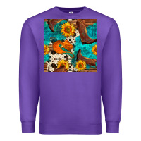 Purple cowboy boots and hat seamless pattern Premium Sweatshirt - BundleAndBundleShop