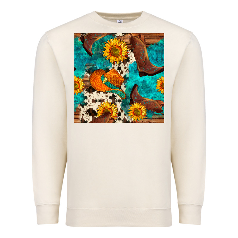 Cowboy Boots And Hat Seamless Pattern Premium Sweatshirt by BundleAndBundleShop | Teevron