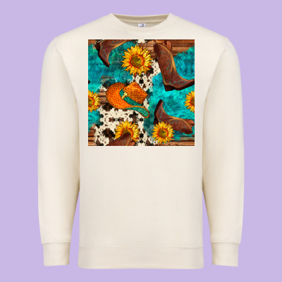Cowboy Boots And Hat Seamless Pattern Premium Sweatshirt Designed By Bundleandbundleshop
