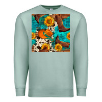 Seafoam cowboy boots and hat seamless pattern Premium Sweatshirt - BundleAndBundleShop