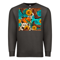 Smoke cowboy boots and hat seamless pattern Premium Sweatshirt - BundleAndBundleShop