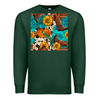 Sports Green cowboy boots and hat seamless pattern Premium Sweatshirt - BundleAndBundleShop