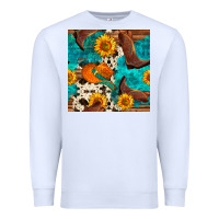 White cowboy boots and hat seamless pattern Premium Sweatshirt - BundleAndBundleShop