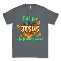 Charcoal Heather Fall for Jesus He Never Leaves Classic Tee - texasbilliewilder