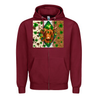 Burgundy St. Patrick's Day Highland cow Zipper Hoodie - Neo Western