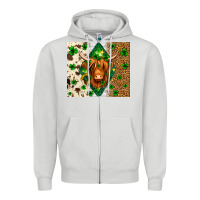 Dove Grey St. Patrick's Day Highland cow Zipper Hoodie - Neo Western