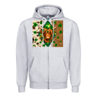 Heather Grey St. Patrick's Day Highland cow Zipper Hoodie - Neo Western