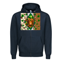 Navy St. Patrick's Day Highland cow Zipper Hoodie - Neo Western