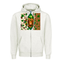 Oatmeal Heather St. Patrick's Day Highland cow Zipper Hoodie - Neo Western