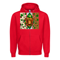 Red St. Patrick's Day Highland cow Zipper Hoodie - Neo Western
