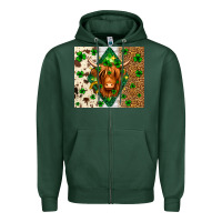 Sports Green St. Patrick's Day Highland cow Zipper Hoodie - Neo Western