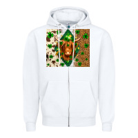 White St. Patrick's Day Highland cow Zipper Hoodie - Neo Western