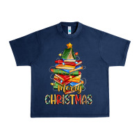 Navy book christmas tree merry christmas Urban Heavy Tee - Zillion Design Studio