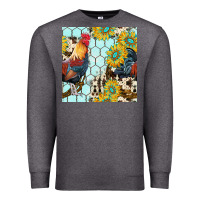 Charcoal Heather western rooster seamless pattern Premium Sweatshirt - BundleAndBundleShop