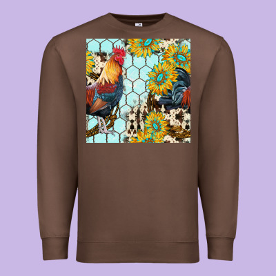 Western Rooster Seamless Pattern Premium Sweatshirt Designed By Bundleandbundleshop